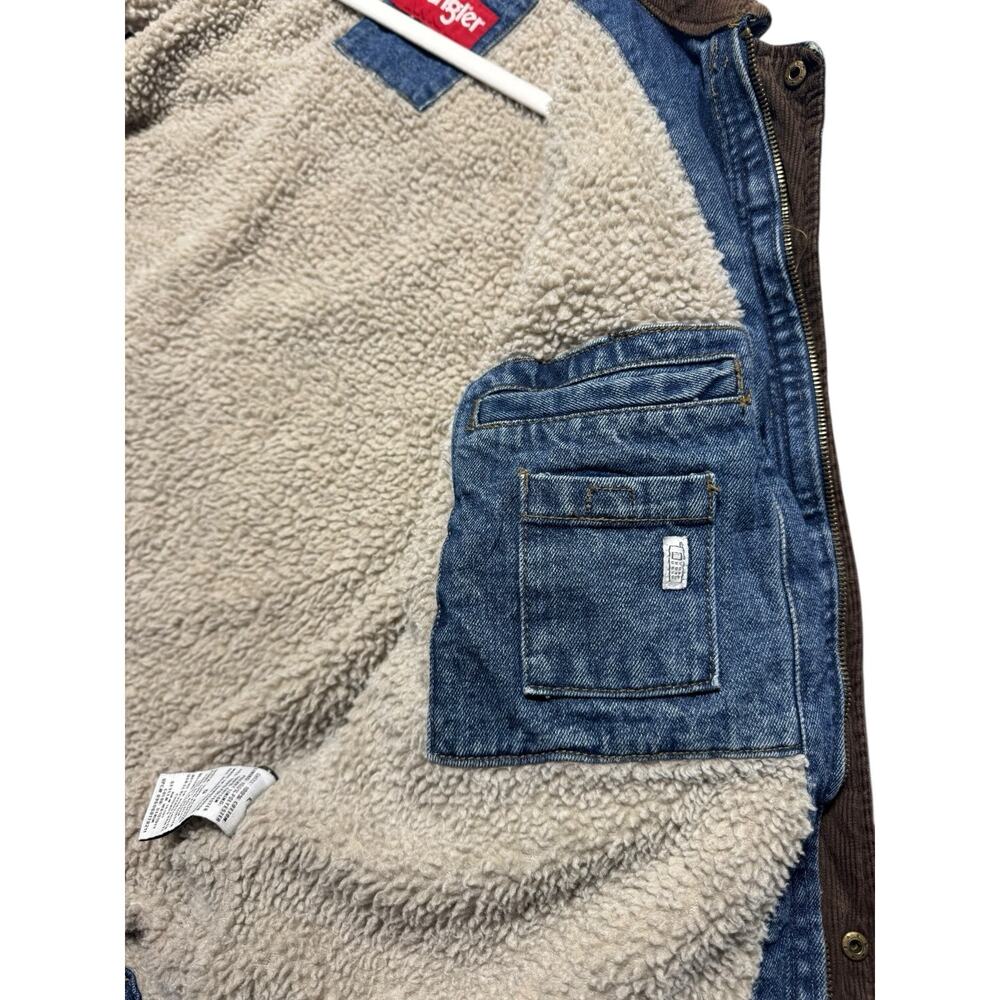Wrangler Barn Jean Jacket Mens Large Sherpa Lined Corduroy Vintage 90s Chores - Picture 9 of 13